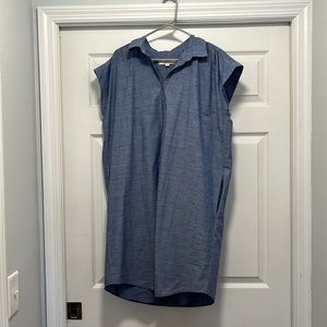 Loft casual chambray dress with red accents